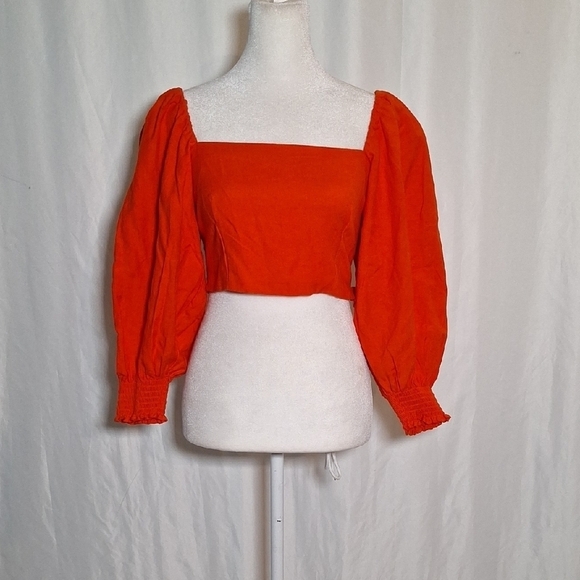 o.p.t Tops - Orange Puff Sleeve Women's Top